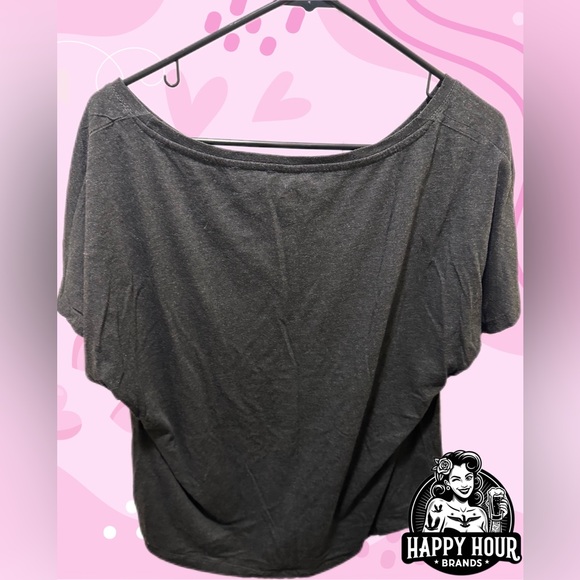 Event Blossom #basic Gray Crew Neck Womens Short Sleeves Blouse Size Large - Picture 2 of 2